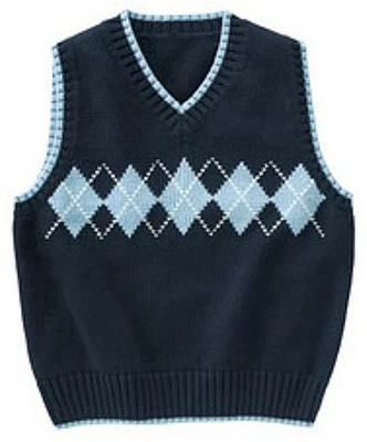 NEW Gymboree Boys Argyle Diamond Sweater Vest Navy Blue Cotton Size Small 5-6 - Image 1 of 2