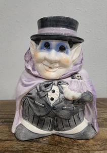 Tarro de galletas vampiro Conde Drácula cerámica años 90 decoración de Halloween capa púrpura rara - Imagen 1 de 10