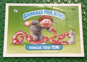 1985 Garbage Pail Kids 2nd Series 2 Tongue Tied Tim 48a Glossy 1 Star DENTED - Bild 1 von 6