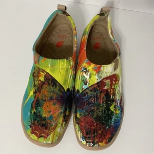 UIN Toledo Women's Vibrant Butterfly Canvas Slip-On Shoes Size 9 Multicolor - Picture 1 of 12
