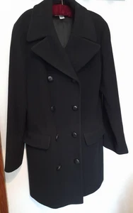 Austin Reed Damen-Automantel Größe 10 schwarz Wolle Kaschmir zweireihig Made in UK - Bild 1 von 12