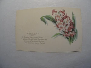 Vintage Gruß Blumen Postkarte mit rosa Hyazinthe Illustration - Bild 1 von 2