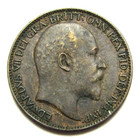 1910 Edward VII FARTHING, Bare Head Bronze Coin