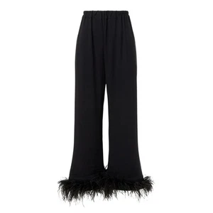 Schlafanzug Party Pyjamahose mit Federn in schwarz, Größe XS - Bild 1 von 8