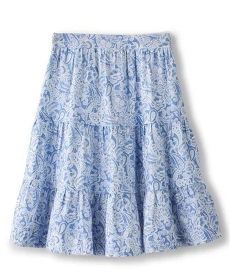 Falda Azul Cachemira Floral Suave Envolventes Mediana Hamptons Vacaciones Playa Foto 1 de 4