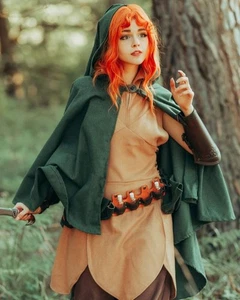 Mytholon Kim Kurzcape Baumwolle Grün Larp Mittelalter Reenactment #23123 - Bild 1 von 5
