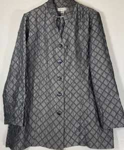 Chaqueta para mujer Coldwater Creek con botones delanteros plateada brillante talla grande - Imagen 1 de 6