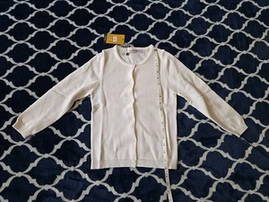 Girls Size 7-8Y White Sparkle Button Down Long Sleeve Sweater - Picture 1 of 8