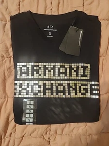 New Black Armani Exchange A/X Womens V-Neck Logo T-Shirt Size S - Picture 1 of 2