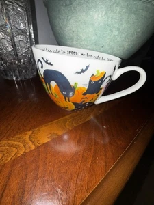 PORTOBELLO Halloween Black Cats PUMPKINS TOO CUTE TO SPOOK Jumbo Cup Mug NEW - Picture 1 of 8