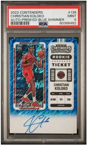 2022 Panini Contenders Christian Koloko Rookie Ticket Blue Shimmer /21 PSA 9 - Picture 1 of 2