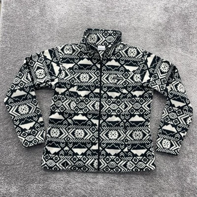 Columbia Jacket Women XL Black White Full Zip Fleece Winter Sweater Theme XL9512 - Image 1 of 4