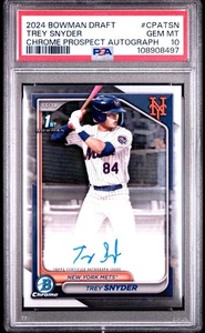 Trey Snyder 2024 Bowman Draft 1st Chrome Prospect RC Autograph Auto PSA 10 Mets - Picture 1 of 3