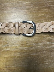 Beige Braided Leather Belt Small - Picture 1 of 5