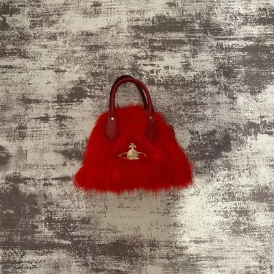 RARE Vivienne Westwood Fur Bag Archive Red Golden Logo - Image 1 of 4