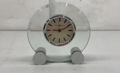 Howard Miller 645-396 Modern Glass & Metal Desk Table Clock Vintage - Image 1 of 4