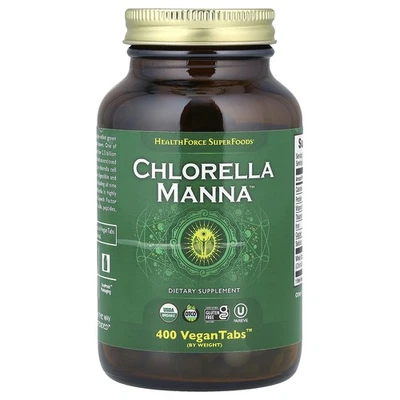 HealthForce Superfoods Chlorella Manna 400 VeganTabs Kosher, Não-OGM, Vegano - Imagem 1 de 3