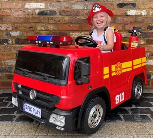 Big Red Fire Engine Kids Electric Ride On 12v Battery Fire Truck with Remote - Picture 1 of 7