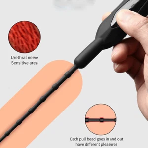 Male Silicone Penis Urethral Plug Urethra Stretcher Stretching Sounding Dilator - Picture 1 of 12