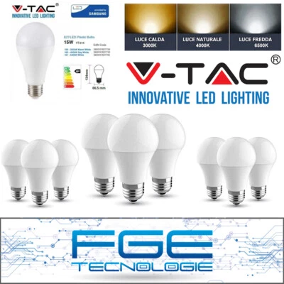 10 LAMPADINE LED V-Tac E27 15W Goccia Sfera Lampade LUCE Calda Naturale Fredda - Immagine 1 di 2