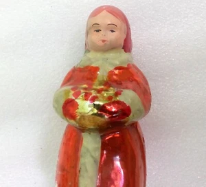 Rare Vintage Russian UdSSR Glass Christmas Ornament Old Decoration Girl w Candies - Bild 1 von 8