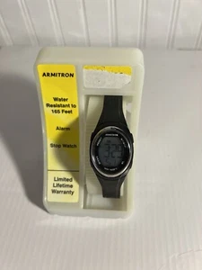 ARMITRON 45/7040BLKTC Stopwatch Easy Read WR 165 Ft BLK Band Watch NEW - Picture 1 of 3