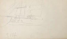 André Nivard (1880-1969) Klein Zeichnung Antik Studie Boot Schiff Segelboot #68