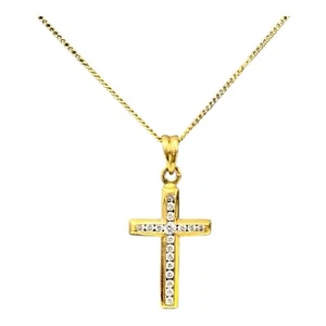 18ct 18K Yellow Gold Brilliant Cut Diamond Crucifix Cross Pendant TDW 0.61ct New - Picture 1 of 8