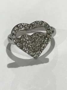 Anillo Corazón Circonita Cúbica Racimo Redondo Transparente Plata de Ley 925 Talla 8.25 C80 - Imagen 1 de 6
