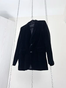 VINTAGE 1970s PETER BROWN BLACK VELVET BLAZER SUIT JACKET SIZE 36 - Picture 1 of 6