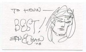 Ernie Chan Signed 3x5 Index Card Autographed Comic Artist Conan Original Sketch - Picture 1 of 2
