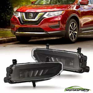 For 17-19 Nissan Rogue Sentra Versa Note Clear Lens Bumper Black LED Fog Lights - Foto 1 di 6
