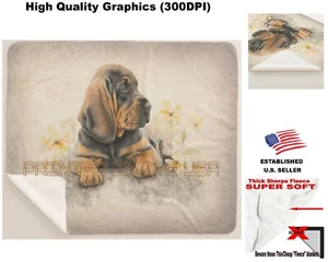 Bloodhound Cachorro Perro Floral Acuarela Arte #1 Sherpa Vellón Manta - Imagen 1 de 6