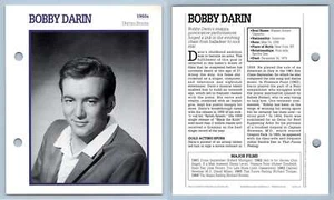 Bobby Darin - 1960's Atlas Editions Movie Star Card - Picture 1 of 1