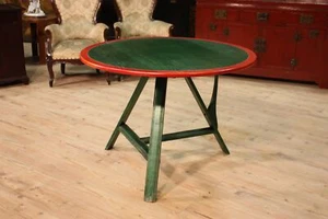 Tavolo rotondo stile antico mobile in legno dipinto tavolino salotto XX secolo - Foto 1 di 12
