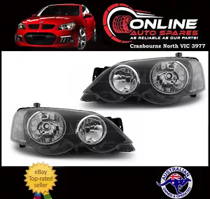Headlight PAIR Black fit Ford Falcon BA BF BF2 XR6 XR8 FPV GT 2002-08 head light - Picture 1 of 2