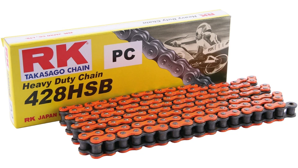 Verstärkte RK Kette in oran. 428/132 + Clipschloss passt für MZ 125 SM/SX/RT - Bild 1 von 1