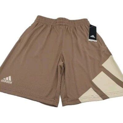 Boys Size M - Adidas Basketball Elastic Waistband Bar Shorts Brown - Image 1 of 4