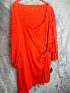 🆕Ava & Viv Women's Balloon Long Sleeve Wrap Dress Red Size 2X - Picture 1 of 7