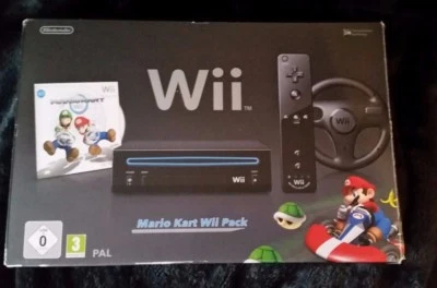 Nintendo Wii Mario Kart Pack 512 Mo Noir Console de Jeux (PAL) Emballage d'origine - Photo 1/4
