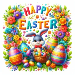 Happy Easter Iron On Transfer For T-Shirt + Other Light & Dark Fabrics #2 - Picture 1 of 2