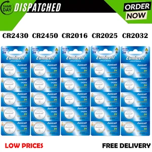 Eunicell 2032 Battery CR2032 CR2025 CR2450 CR2016 CR2430, 3v Lithium Coin Button - Picture 1 of 6