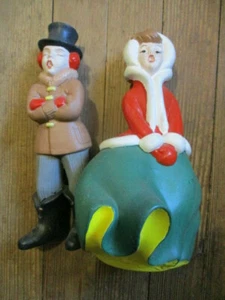Vintage 1968 Paar Weihnachtslieder 9" hoch Keramik original handbemalt schön - Bild 1 von 12