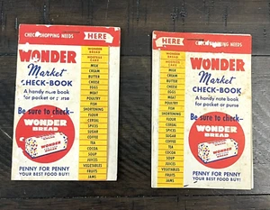 Bloc de notas Wonder Bread Wonder Market chequera publicidad LOTE de 2 de colección - Imagen 1 de 6