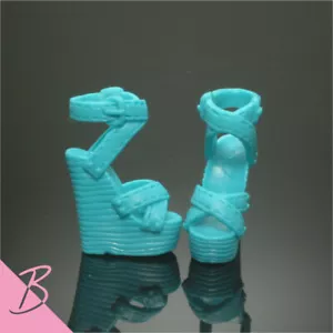 Schuhe/Stiefel blau hochkeilig Sandalen für Mattel Barbie NEU #2910 - Bild 1 von 2