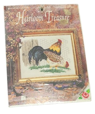 Rooster Hen Counted Cross Stitch Kit Heirloom Treasure  8 x 10 New - Image 1 of 3