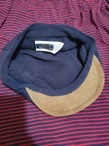 Very Rare Wool /Suede Navy Brown POLO RALPH LAUREN Newsboy Cabbie Hat Cap L/ XL
