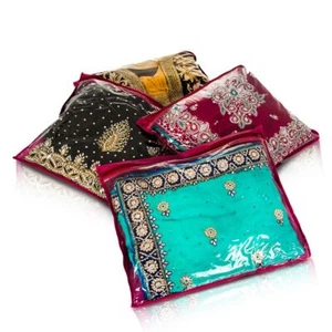 10/20/30 CLEAR MAROON SAREE CLOTHES GARMENT SARI STORAGE BAGS WARDROBE ORGANISER - Picture 1 of 13