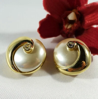 Edle Pierre Lang Ohrclips Ohrclip Ohrringe vergoldet mit Steinchen / ev 452 (25) - Bild 1 von 4