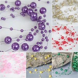 PEARLS STRAND mix of 3 & 7 mm FAUX GARLAND WEDDING TABLE PARTY DECORATION - Picture 1 of 18
